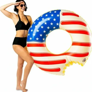 Discount Americana Frosted Donut Pool Float - Inflatable USA Flag Blow Up Swimming Tube - Miniature Marvels: Airplane Models & Painted Dice Egpull