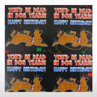 Cheap Birthday Wrapping Paper Gag Joke - In dog years you'd be DEAD - Miniature Marvels: Airplane Models & Painted Dice Egpull
