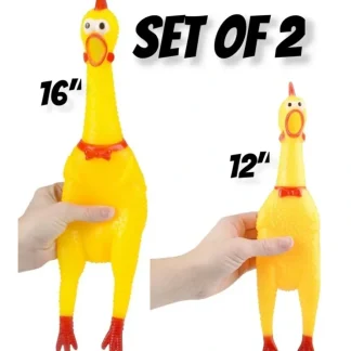 Best COMBO SET of 2 - RUBBER CHICKENS - SQUEAK Sound Squeeze Screaming Dog Child Toy - Miniature Marvels: Airplane Models & Painted Dice Egpull