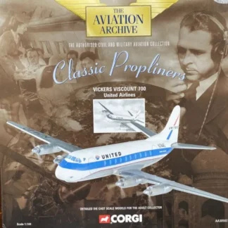 Corgi AA30502 1:144 Vickers Viscount 700 United Airlines - Miniature Marvels: Airplane Models & Painted Dice* Airplane Model