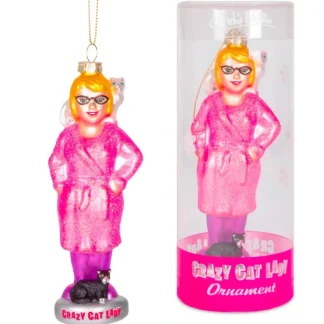 Fashion Crazy Cat Lady Ornament - Christmas Art Hand-Blown Glass Decor Archie McPhee - Miniature Marvels: Airplane Models & Painted Dice Egpull