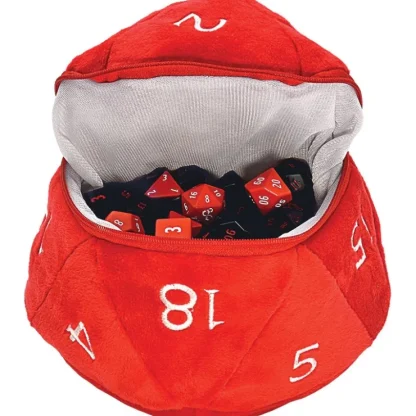 Store Dungeons & Dragons RPG: Red and White D20 Plush Dice Bag - Miniature Marvels: Airplane Models & Painted Dice Accessories
