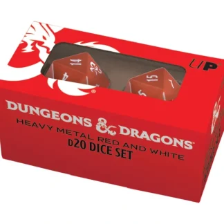 Hot Dungeons & Dragons RPG: Heavy Metal Red and White D20 Dice Set - Miniature Marvels: Airplane Models & Painted Dice Accessories