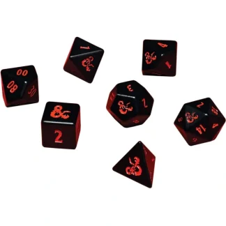 Flash Sale Dungeons and Dragons RPG: Heavy Metal - Poly Black and Red Dice Set (7) - Miniature Marvels: Airplane Models & Painted Dice Accessories