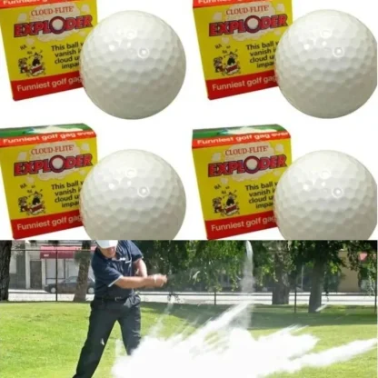 Clearance 4 Exploding Golf Balls ~ Explodes into Cloud Smoke ~ Gag Prank Joke Trick - Miniature Marvels: Airplane Models & Painted Dice Egpull