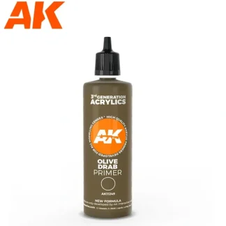 Store 3Gen Acrylics: Olive Drab Surface Primer 100ml LTG AK-11249 - Miniature Marvels: Airplane Models & Painted Dice Paint