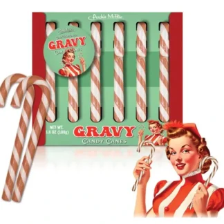 Hot GRAVY Flavored Candy Canes - Bizarre Savory Goodness! Gag Joke - Archie McPhee - Miniature Marvels: Airplane Models & Painted Dice Egpull
