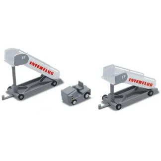 Herpa Wings 573153 1:200 Interflug historic passenger stairs (2) with tractor (1) - Miniature Marvels: Airplane Models & Painted Dice* Airplane Model