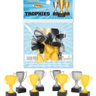 Hot Itty Bitty Trophies (Bag of 8) - Mini Prize Trophy Toy Figurines - Archie McPhee - Miniature Marvels: Airplane Models & Painted Dice Egpull