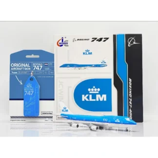 JC Wings JC4KLM0117A 1:400 KLM Boeing 747-400 PH-BFG "100" (with limited edition Aviationtag) (Flaps Down) - Miniature Marvels: Airplane Models & Painted Dice* Airplane Model