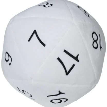 Fashion Jumbo D20 Novelty Dice Plush - White with Black - Miniature Marvels: Airplane Models & Painted Dice Accessories