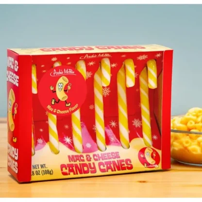 Cheap Mac & Cheese Flavored Candy Canes - Bizarre Christmas Gag Joke - Archie McPhee - Miniature Marvels: Airplane Models & Painted Dice Egpull