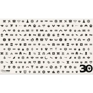 Shop Magic the Gathering CCG: 30th Anniversary Holofoil Playmat - Miniature Marvels: Airplane Models & Painted Dice Accessories