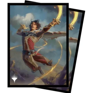 Cheap Magic the Gathering CCG: Wilds of Eldraine 100ct Deck Protector Sleeves v2 - Miniature Marvels: Airplane Models & Painted Dice Accessories