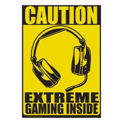 Store Metal Tin Sign "Caution: Extreme Gaming Inside" Bedroom Gamer Wall Decor #H-21 - Miniature Marvels: Airplane Models & Painted Dice Egpull