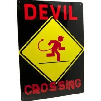 Fashion Metal Tin Sign "Devil Crossing" Bedroom Office Mancave Funny Decor #A-101 - Miniature Marvels: Airplane Models & Painted Dice Egpull