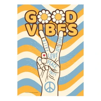 Clearance Metal Tin Sign "GOOD VIBES" Joy Love Peace Faith Peace Unity Wall Decor #C-101 - Miniature Marvels: Airplane Models & Painted Dice Egpull