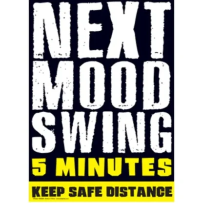 Hot Metal Tin Sign "Next Mood Swing 5 Minutes - Keep Safe Distance" Wall Decor #C-11 - Miniature Marvels: Airplane Models & Painted Dice Egpull