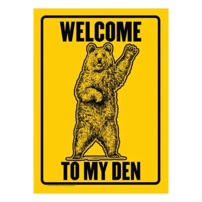 Best Sale Metal Tin Sign "Welcome To My Den" Waving Funny Bear Home Wall Decor #H-101 - Miniature Marvels: Airplane Models & Painted Dice Egpull
