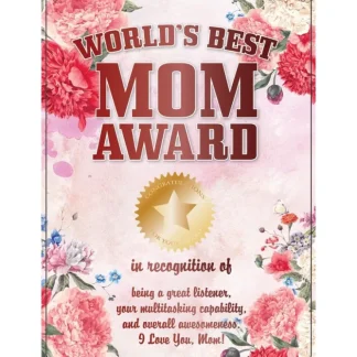 Clearance Metal Tin Sign "World's Best Mom Award" Kitchen Home Wall Decor Gift #G-101 - Miniature Marvels: Airplane Models & Painted Dice Egpull
