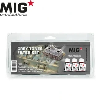 Hot MIG Productions: Grey Tones Filter Set LTG AK-P266 - Miniature Marvels: Airplane Models & Painted Dice Paint