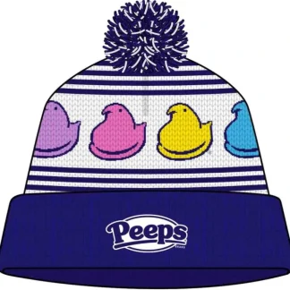 Discount PEEPS Marshmallow Candy Pom Pom Beanie Hat - Retro Trendy Skater Winter Soft Cap - Miniature Marvels: Airplane Models & Painted Dice Egpull