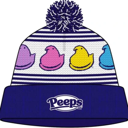 Discount PEEPS Marshmallow Candy Pom Pom Beanie Hat - Retro Trendy Skater Winter Soft Cap - Miniature Marvels: Airplane Models & Painted Dice Egpull