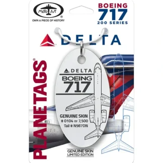 Plane Tags Delta Airlines Boeing 717 N987DN (White) - Miniature Marvels: Airplane Models & Painted Dice* Airplane Model