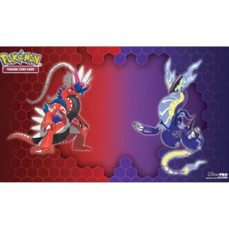 Fashion Pokemon TCG: Koraidon & Miraidon Playmat - Miniature Marvels: Airplane Models & Painted Dice Accessories