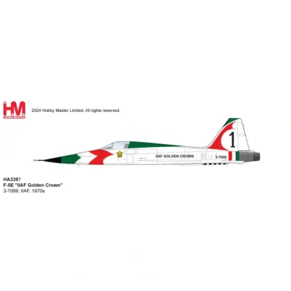 Pre-Order Hobby Master HA3397 1:72 F-5E "IIAF Golden Crown" 3-7099, IIAF, 1970s - Miniature Marvels: Airplane Models & Painted Dice* Airplane Model