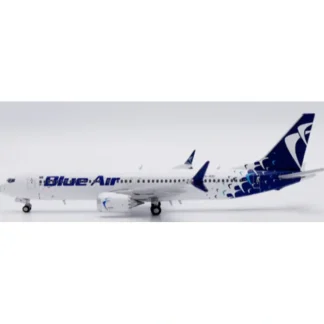 Shop Pre-Order JC Wings LH4312 1:400 Blue Air Boeing 737 MAX 8 Reg: YR-MXE - Miniature Marvels: Airplane Models & Painted Dice Airplane Model