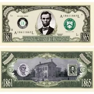 Sale 1000 - President Abraham Lincoln Million Dollar Novelty Money Patriotic Bills - Miniature Marvels: Airplane Models & Painted Dice Egpull