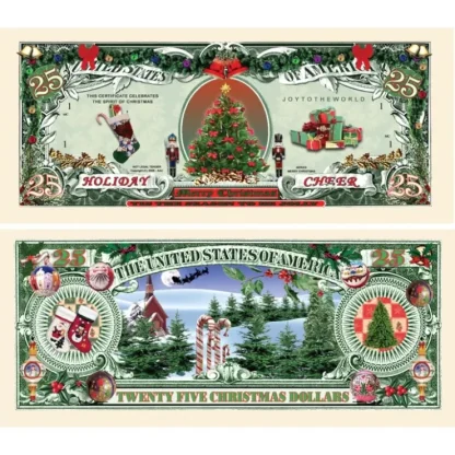 Flash Sale 1000 TOTAL - Christmas Tree Holiday Santa $25 Dollar Novelty Money Gift Bills - Miniature Marvels: Airplane Models & Painted Dice Egpull