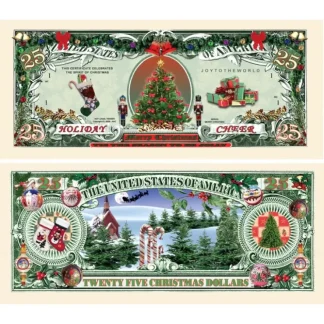 Flash Sale 100 TOTAL - Christmas Tree Holiday Santa $25 Dollar Novelty Money Gift Bills - Miniature Marvels: Airplane Models & Painted Dice Egpull