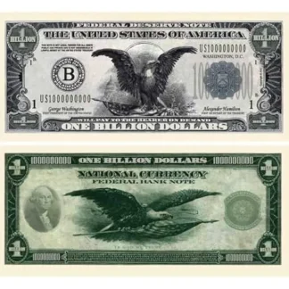 Fashion 100 TOTAL - Classic Billion Dollar Eagle Party Novelty Fake Poker Money Bills - Miniature Marvels: Airplane Models & Painted Dice Egpull