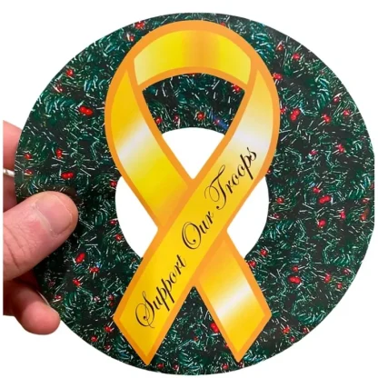 Shop 12 TOTAL - Support Our Troops Wreath Car Fridge Magnet - USA Holiday Christmas - Miniature Marvels: Airplane Models & Painted Dice Egpull