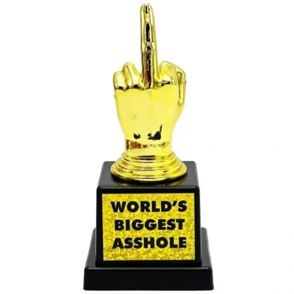 Sale World's Biggest AS%HO#E Trophy Middle Finger F-U- Golden Award - Joke Gag Gift - Miniature Marvels: Airplane Models & Painted Dice Egpull