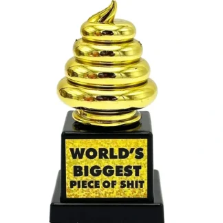 Discount World's Biggest Piece of S*#T Trophy Golden Award - Funny Novelty Joke Gag Gift - Miniature Marvels: Airplane Models & Painted Dice Egpull