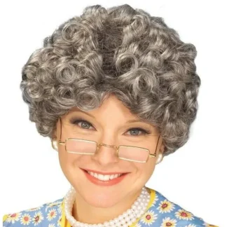 Cheap Yo Momma Gray Hair Wig Curly Grandma Grandpa Adult Costume Accessory Prop - Miniature Marvels: Airplane Models & Painted Dice Egpull