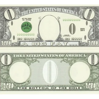 New 100 Zero $ ~ 0.00 Money Dollar Bills ~ FUNNY Novelty Gag Prank Joke WORTHLESS - Miniature Marvels: Airplane Models & Painted Dice Egpull