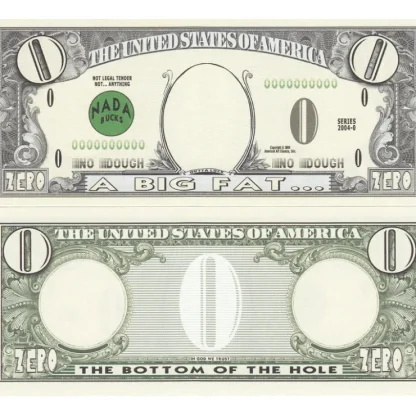 Best Sale 1000 - ZERO 0.00 Dollar Worthless Novelty Fake Play Bills - funny gag prank joke - Miniature Marvels: Airplane Models & Painted Dice Egpull